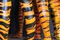 Abstract tiger stripes on human legs
