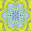 Abstract tile pattern in blue and yellow colors effect glass flower. Royalty Free Stock Photo