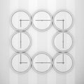 Abstract Time Zone Wall Clocks Concept. 3d Rendering Royalty Free Stock Photo