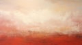 Abstract Tonalist Landscape: Red And Orange Paint On White