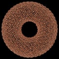 Abstract toroidal 3D mesh isolated on black