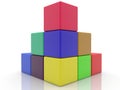 Abstract tower construction from colored toy blocks