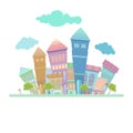 Abstract town background design with flat colour.