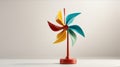 Abstract toy windmill isolated on white background. 3d rende. Royalty Free Stock Photo