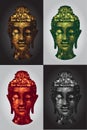 Abstract tradition head buddha polygon set Royalty Free Stock Photo