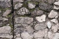 Abstract traditional stone wall pavement texture background. Bumpy textured stonewall made from flagstone and slabstone Royalty Free Stock Photo