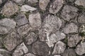 Abstract traditional stone wall pavement texture background. Bumpy textured stonewall made from flagstone and slabstone Royalty Free Stock Photo