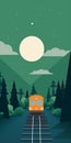 Abstract Train And Mountain Vector Illustration In Mike Winkelmann Style Royalty Free Stock Photo