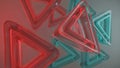 Abstract Translucent Triangle Geometric Shapes, Red and Teal Gradient Background Royalty Free Stock Photo
