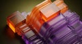 Abstract Transparent Cubes and Wavy Lines Background in Orange and Purple Tones Royalty Free Stock Photo