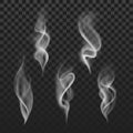 Abstract transparent smoke hot white steam isolated on checkered background