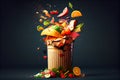 Abstract trash can with trash. Generative AI, Generative, AI Royalty Free Stock Photo