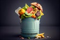 Abstract trash can with trash. Generative AI, Generative, AI Royalty Free Stock Photo