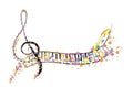 Abstract treble clef decorated with colorful mosaic.