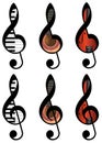 Abstract treble clefs