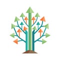 Abstract tree with arrows pointing upward, symbolizing growth, progress and upward trends Royalty Free Stock Photo