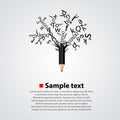 Abstract tree with black letters Royalty Free Stock Photo