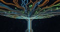 Abstract Tree of Circuits, Data Flow, Network Connections, Futuristic Technology Background Royalty Free Stock Photo