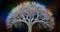 Abstract colorful tree with glowing tips against a dark background artistic rendering Royalty Free Stock Photo