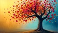 abstract tree with colorful leaf. Colorful tree with leaves illustration style