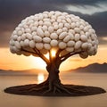 Abstract Tree design in desert at sunset with storm clouds brewing Royalty Free Stock Photo