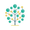 Abstract tree diagram with connected circles representing growth and networking concept Royalty Free Stock Photo