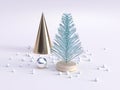 Abstract green decoration winter new year concept 3d rendering