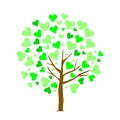 Abstract tree with green heart leaf on white isolated background. Tree of love. Save world.