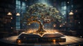 Abstract tree growing from a book. Mental training