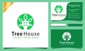 Abstract Tree House logo design vector illustration, minimalist elegant, modern company business card template Royalty Free Stock Photo