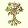 Abstract tree illustration with ornaments for your