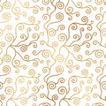 Abstract tree klimt seamless pattern. Repeated gold twist background. Repeating modern art style texture for design prints. Repeat Royalty Free Stock Photo