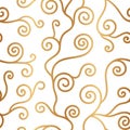 Abstract tree klimt seamless pattern. Repeated gold twist background. Repeating modern art style texture for design prints. Repeat