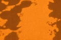 Shadow of leaves on orange concrete wall texture background Royalty Free Stock Photo