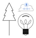 Sustainable Innovation Concept with Tree, Light Bulb, and Voice Technology Visualization Royalty Free Stock Photo
