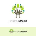 Abstract tree logo and family design combination, green icon