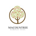 Abstract tree logo with fruit. Agricultural plant company logotype. Business sign