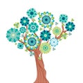 Abstract tree made of flowers.