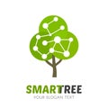 Abstract tree network connection isolated logo. Education logotype template. Eco global connection