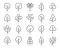 Abstract Tree simple black line icons vector set Royalty Free Stock Photo