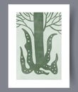 Abstract tree underground roots wall art print