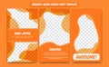 Abstract trendy modern social media story frame template design in orange cheerful happy fun color liquid shape