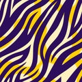 Abstract Trendy yellow tiger seamless pattern. Hand drawn fashionable wild animal zebra skin texture for fashion print Royalty Free Stock Photo