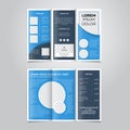 Abstract tri fold brochure template design vector with circle, blue color, in a4 paper Royalty Free Stock Photo