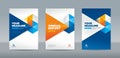 Abstract triangel shape with orange, bright and dark blue book cover template