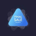 Abstract triangle banner with bright effect isolated on dark blue background. Vector illustration