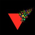 Abstract triangle with explosion on small splinters Royalty Free Stock Photo