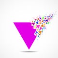 Abstract triangle with explosion on small splinters Royalty Free Stock Photo