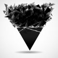 Abstract triangle with explosion on small splinters, geometric shape Royalty Free Stock Photo
