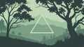 Abstract Triangle Frame in Forest with Distant Peaks, vector design Generative AI Royalty Free Stock Photo